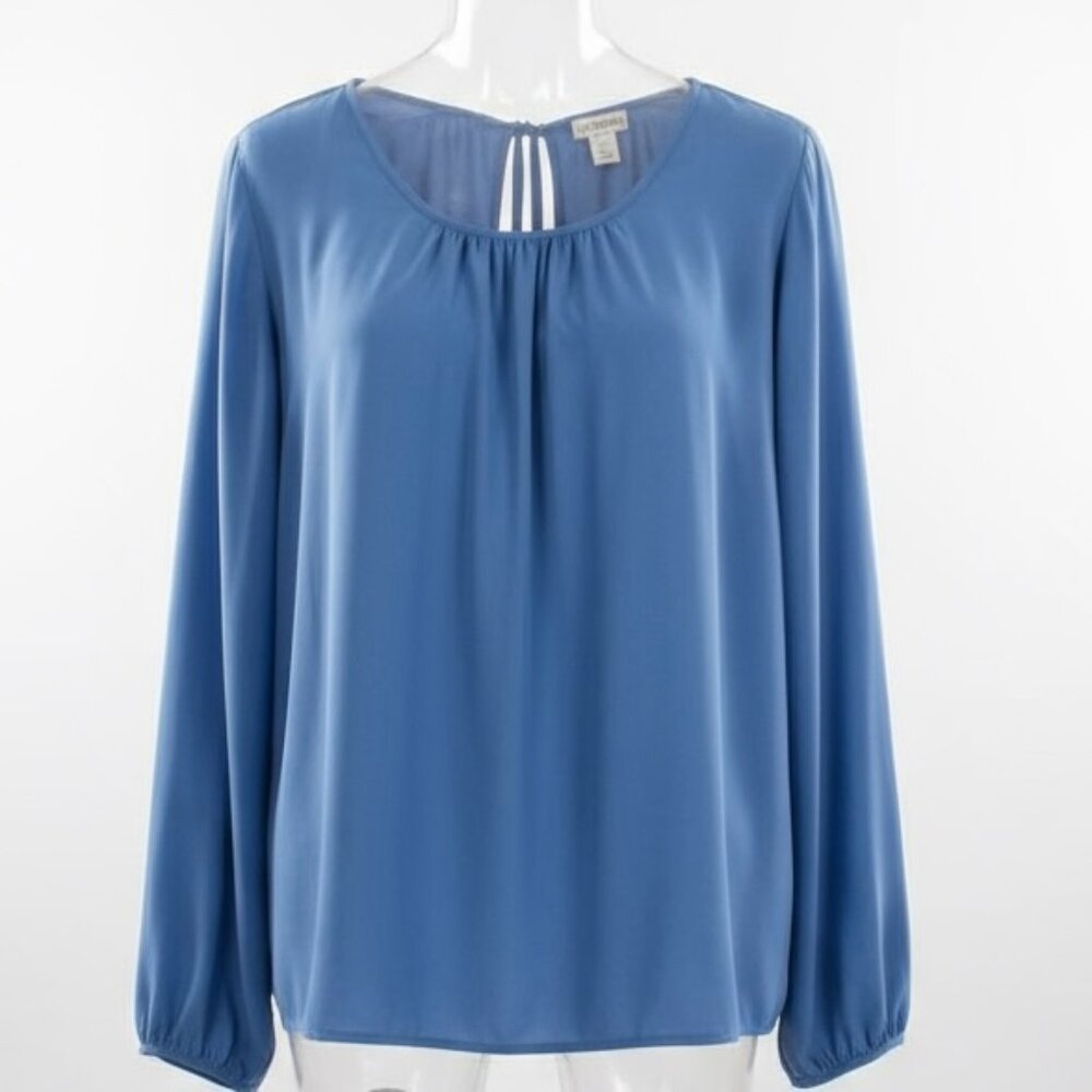 J. Crew Blue Long-Sleeve Scoop Neck Blouse